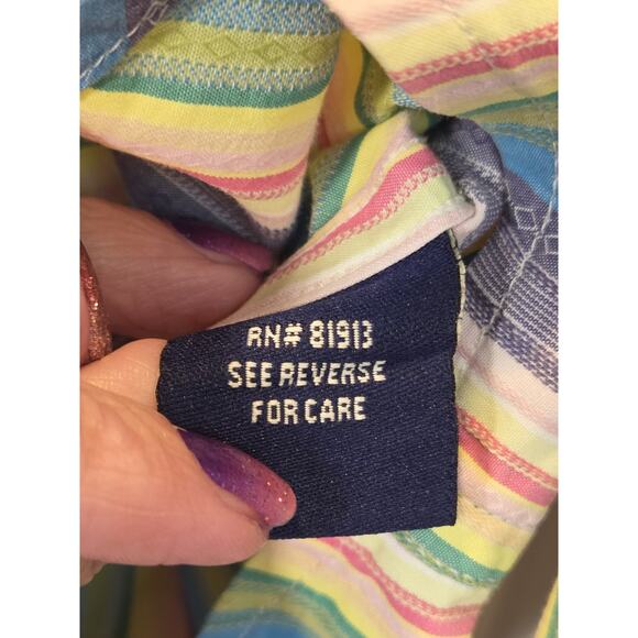 Robert Graham Shirt Men's Blue Striped Button Up Colorful Work Flip Cuff | M EUC - Picture 12 of 16